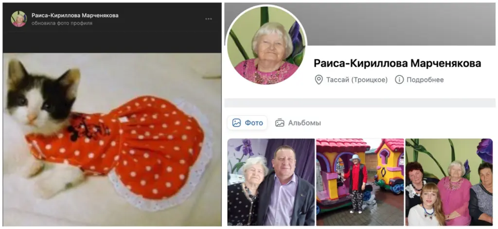 Cкриншоты с личной страницы Раисы Кирилловой-Марченяковой / vk.com